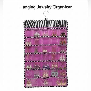 💜  Purple, Zebra Print, Hanging Jewelry Organizer